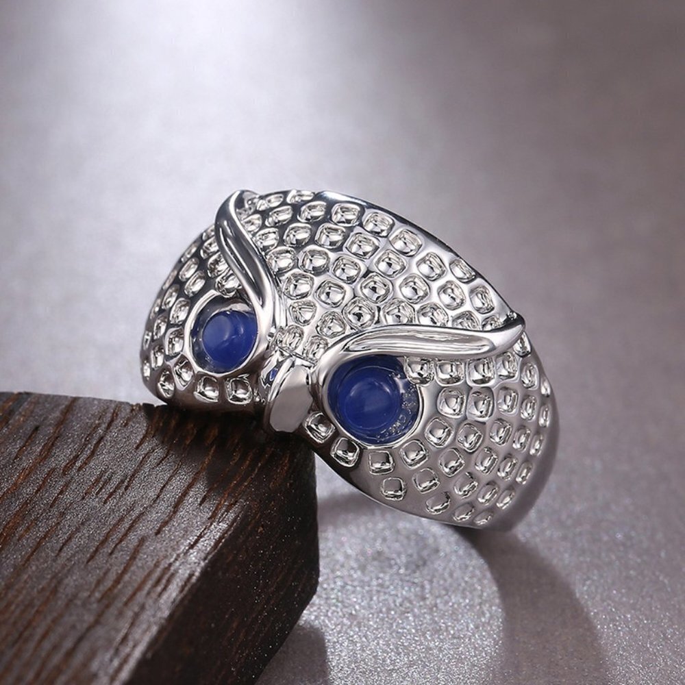 💥 Adorable Cute Blue Eye Owl Rings for Women/Man, PD001 - Picture 1 of 8